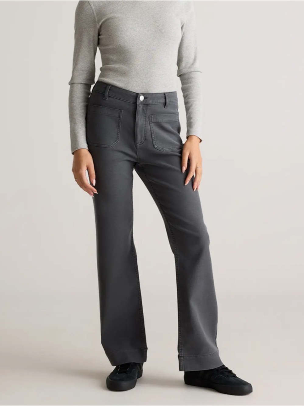 Quince French Terry Wide Leg Pants Dark Coal Size 8